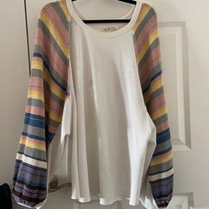 We the Free Rainbow sleeve sweater s
